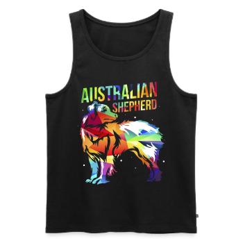 Australian Shepherd - Männer Premium Bio Tank Top - Schwarz - Vorne - AI Model Male 178 light (178cm)