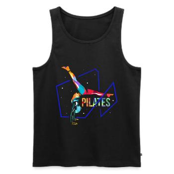 Pilates - Männer Premium Bio Tank Top - Schwarz - Vorne - Michal (187cm)