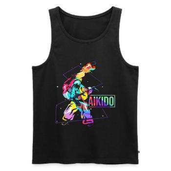 Aikido - Männer Premium Bio Tank Top - Schwarz - Vorne - AI Model Male 178 light (178cm)
