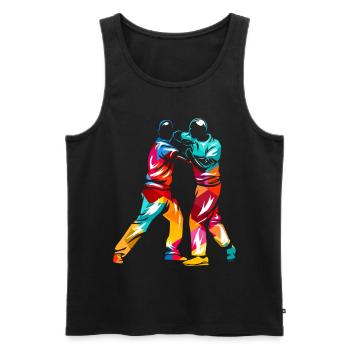 Krav Maga - Men's Premium Organic Tank Top - black - Front - AI Model Male 178 light (178cm)
