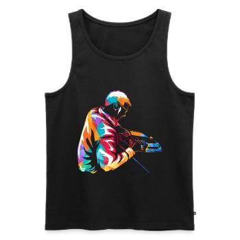 Mediendesigner - Men's Premium Organic Tank Top - black - Front - Michal (187cm)