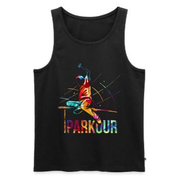Parkour Gift - Men's Premium Organic Tank Top - black - Front - AI Model Male 178 light (178cm)