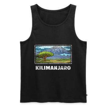 Kilimanjaro gift - Men's Premium Organic Tank Top - black - Front - AI Model Male 178 light (178cm)