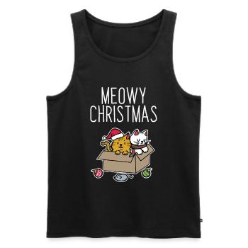Noël de chats - Débardeur bio Premium Homme - noir - Devant - Michal (187cm)