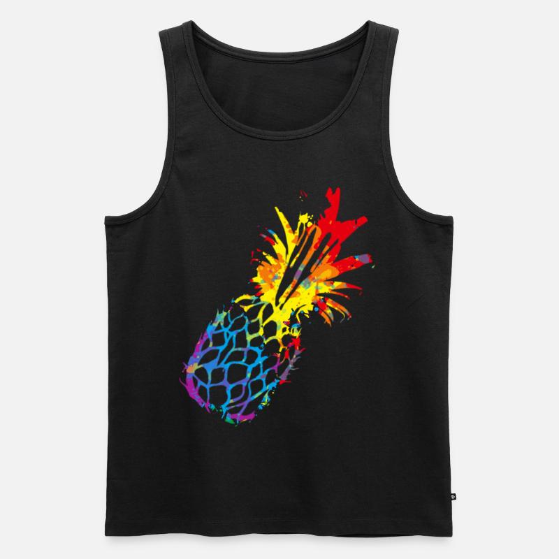 Buntes Ananas - Männer Premium Bio Tank Top - Schwarz