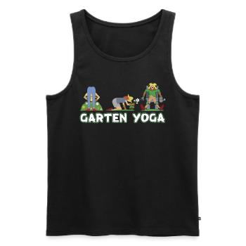 GARTEN YOGA - Männer Premium Bio Tank Top - Schwarz - Vorne - AI Model Male 178 light (178cm)