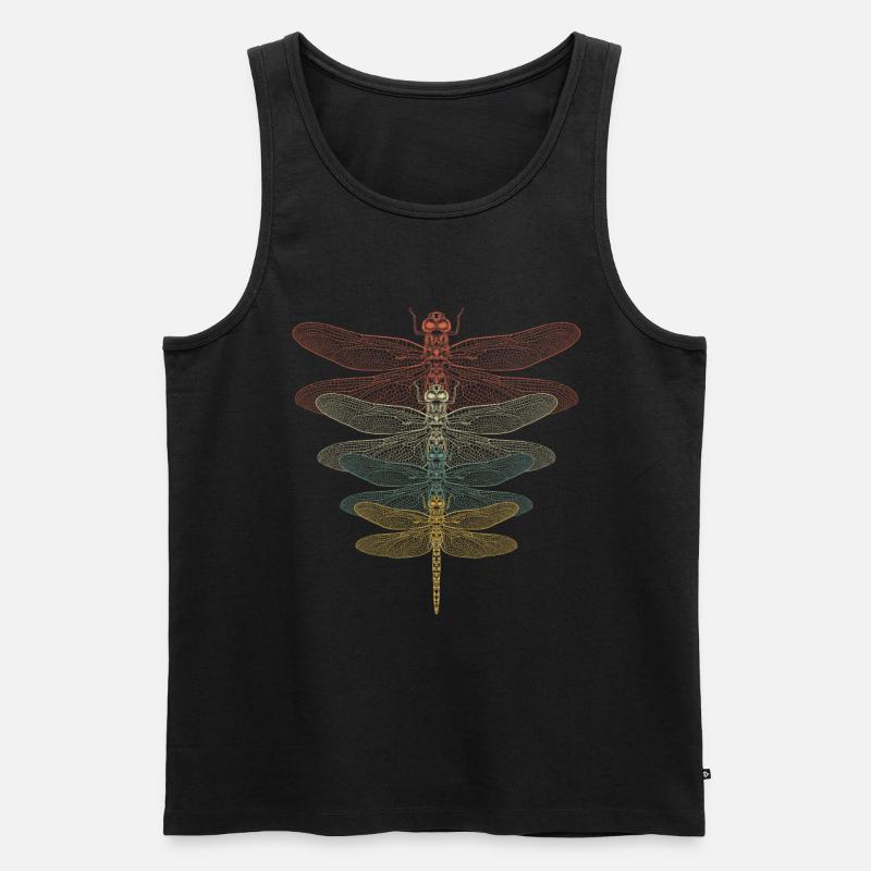 Retro Libelle - Männer Premium Bio Tank Top - Schwarz