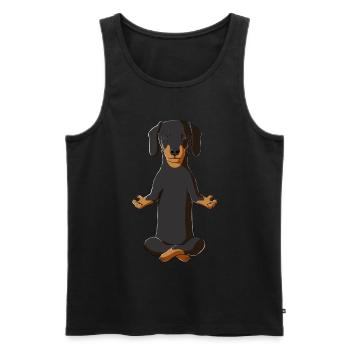 Meditation Dackel - Männer Premium Bio Tank Top - Schwarz - Vorne - AI Model Male 178 light (178cm)