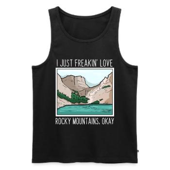 Rocky Mountains - Männer Premium Bio Tank Top - Schwarz - Vorne - AI Model Male 178 light (178cm)