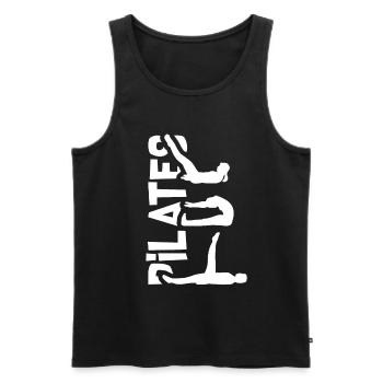 Pilates Silhouette - Männer Premium Bio Tank Top - Schwarz - Vorne - Michal (187cm)