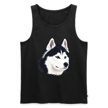 Chien husky - Débardeur bio Premium Homme - noir - Devant - AI Model Male 178 light (178cm)