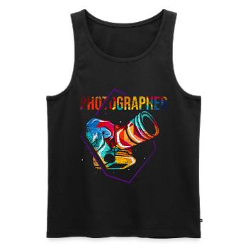 Fotograf Kamera Geschenk - Männer Premium Bio Tank Top - Schwarz - Vorne - AI Model Male 178 light (178cm)