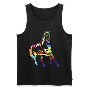Cheval Holstein - Débardeur bio Premium Homme - noir - Devant - AI Model Male 178 light (178cm)