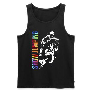 Show Jumping Springreiten Reiten - Männer Premium Bio Tank Top - Schwarz - Vorne - AI Model Male 178 light (178cm)