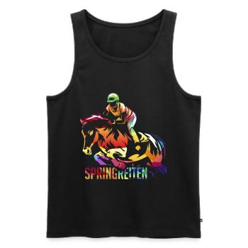 Springreiten Reitsport - Männer Premium Bio Tank Top - Schwarz - Vorne - AI Model Male 178 light (178cm)