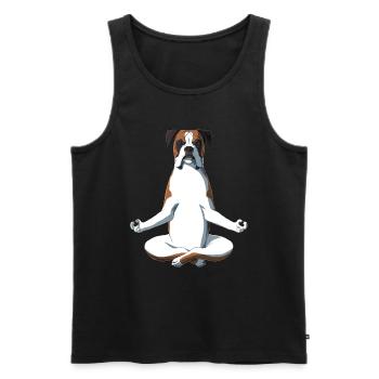 Yoga Boxer chien - Débardeur bio Premium Homme - noir - Devant - Michal (187cm)
