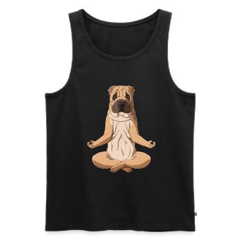 Yoga Shar Pei Hund - Männer Premium Bio Tank Top - Schwarz - Vorne - Michal (187cm)