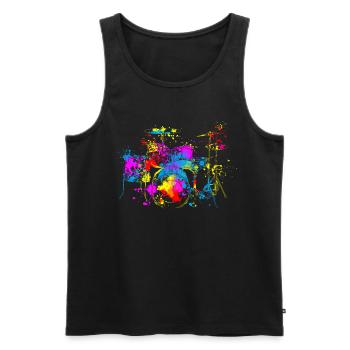 Drums - Men's Premium Organic Tank Top - black - Front - AI Model Male 178 light (178cm)