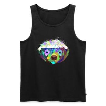Splash Dachs - Männer Premium Bio Tank Top - Schwarz - Vorne - Michal (187cm)