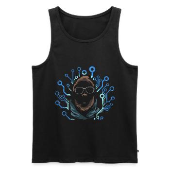 Cadeau de spécialiste informatique programmeur - Débardeur bio Premium Homme - noir - Devant - AI Model Male 178 light (178cm)