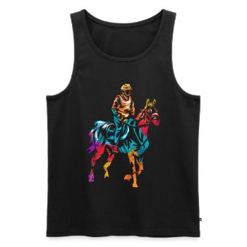 Cadeau d'équitation d'endurance - Débardeur bio Premium Homme - noir - Devant - AI Model Male 178 light (178cm)