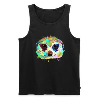 Portrait de suricate - Débardeur bio Premium Homme - noir - Devant - Michal (187cm)