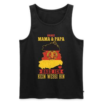 Ossi - Danke Mama & Papa Dass Ich Kein Wessi Bin - Männer Premium Bio Tank Top - Schwarz - Vorne - AI Model Male 178 light (178cm)