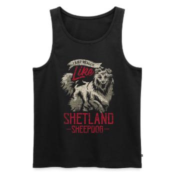Shetland Chien de berger Cadeau - Débardeur bio Premium Homme - noir - Devant - Michal (187cm)