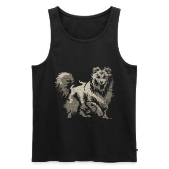 Shetland Chien de berger Cadeau - Débardeur bio Premium Homme - noir - Devant - Michal (187cm)