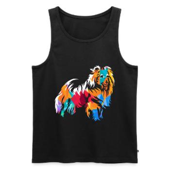 Shetland Chien de berger Cadeau - Débardeur bio Premium Homme - noir - Devant - Michal (187cm)