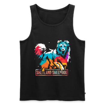 Shetland Schäferhund - Männer Premium Bio Tank Top - Schwarz - Vorne - Michal (187cm)