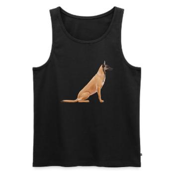 Chien de berger belge malinois - Débardeur bio Premium Homme - noir - Devant - AI Model Male 178 light (178cm)