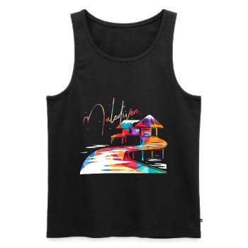Maldives - Men's Premium Organic Tank Top - black - Front - AI Model Male 178 light (178cm)