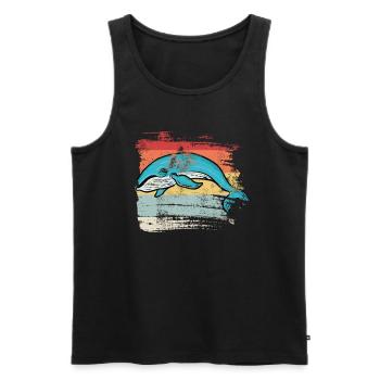 Retro Wal - Männer Premium Bio Tank Top - Schwarz - Vorne - Michal (187cm)