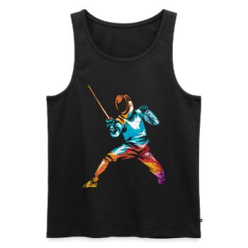 Fechten - Männer Premium Bio Tank Top - Schwarz - Vorne - AI Model Male 178 light (178cm)