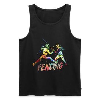 Fechten - Männer Premium Bio Tank Top - Schwarz - Vorne - AI Model Male 178 light (178cm)