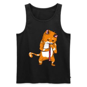Oboe Cat - Men's Premium Organic Tank Top - black - Front - AI Model Male 178 light (178cm)