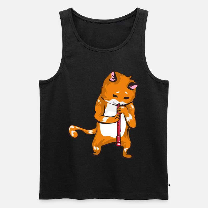 Oboe Katze - Männer Premium Bio Tank Top - Schwarz