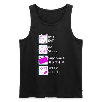 Vaporwave EAT SLEEP Vaporwave REPEAT - Men's Premium Organic Tank Top - black - Front - AI Model Male 178 light (178cm)