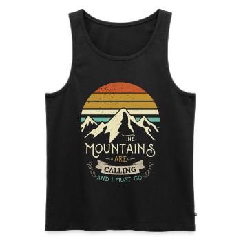 Les montagnes appellent et je dois aller au BERG NATUR - Débardeur bio Premium Homme - noir - Devant - Michal (187cm)