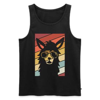 Llama retro summer design - Men's Premium Organic Tank Top - black - Front - AI Model Male 178 light (178cm)