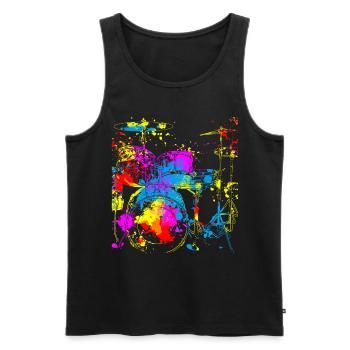 Schlagzeug Musiker Geschenk für Schlagzeuger - Männer Premium Bio Tank Top - Schwarz - Vorne - Michal (187cm)