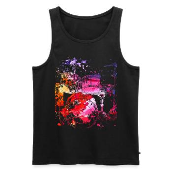 Schlagzeug Musiker Geschenk für Schlagzeuger - Männer Premium Bio Tank Top - Schwarz - Vorne - Michal (187cm)
