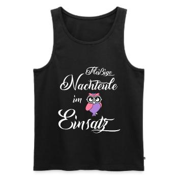Nachteule im Einsatz, Berufe Geschenk, Eule Lustig - Männer Premium Bio Tank Top - Schwarz - Vorne - Michal (187cm)
