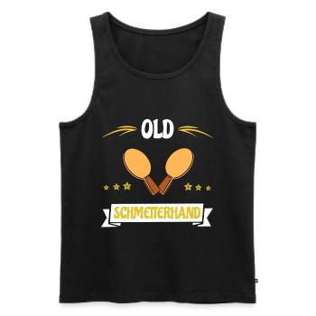 Tischtennis Geschenk, Old Schmetterhand - Männer Premium Bio Tank Top - Schwarz - Vorne - Michal (187cm)