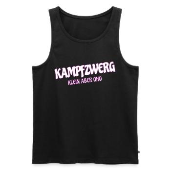 Kampfzwerg, Klein Aber Oho, Sprüche Zwerg - Männer Premium Bio Tank Top - Schwarz - Vorne - AI Model Male 178 light (178cm)