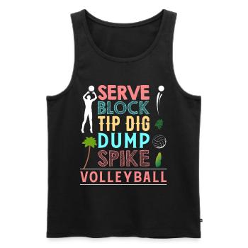 Volleyball - Serve Block Tip Dig Dump Spike - Männer Premium Bio Tank Top - Schwarz - Vorne - AI Model Male 178 light (178cm)