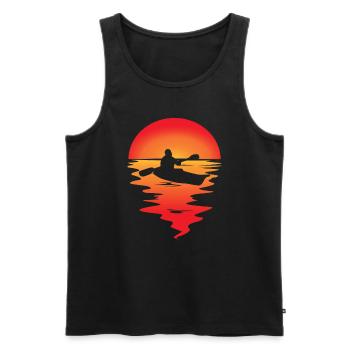 Coucher de soleil en canoë kayak - Débardeur bio Premium Homme - noir - Devant - AI Model Male 178 light (178cm)