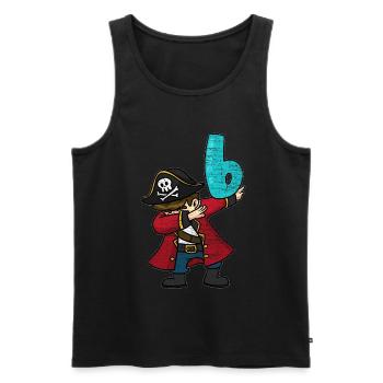 Captain Pirate Dab's 6th birthday - Men's Premium Organic Tank Top - black - Front - AI Model Male 178 light (178cm)