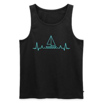 HEARTBEAT sailing sail sailor ship yacht boat - Men's Premium Organic Tank Top - black - Front - Michal (187cm)